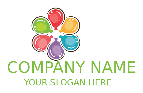 event logo balloons forming flower