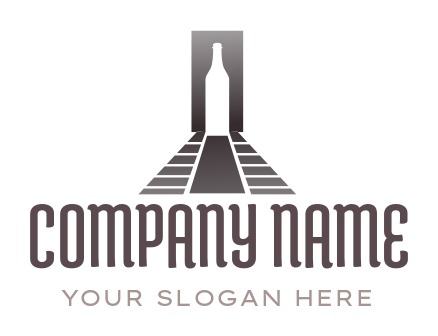 bar wine bottle in negative space on runway logo sample