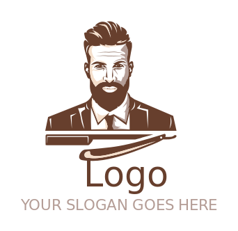 fashion logo icon barber razor with man