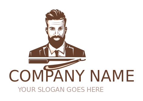 fashion logo icon barber razor with man