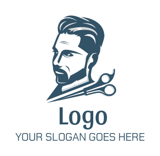barbershop logo barber scissors with man