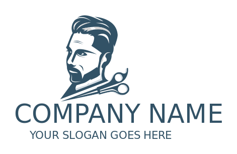 barbershop logo barber scissors with man