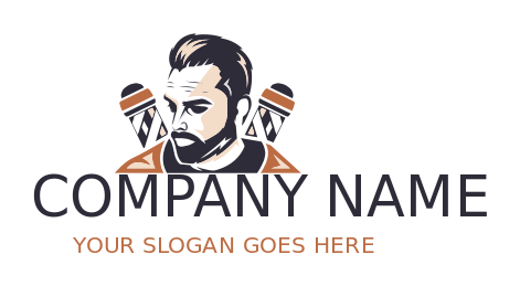 logo maker barber with barbershop poles