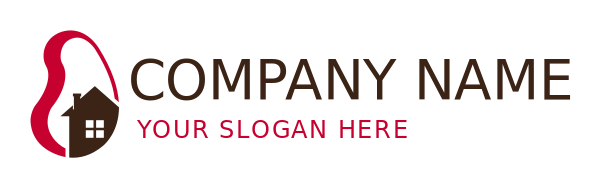 property logo bean shaped swoosh with house