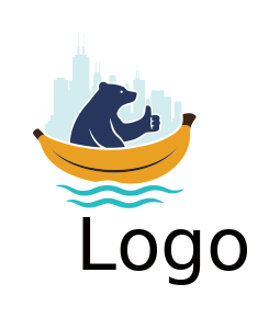bear in banana with Chicago skyline