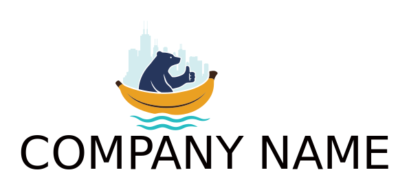 bear in banana with Chicago skyline