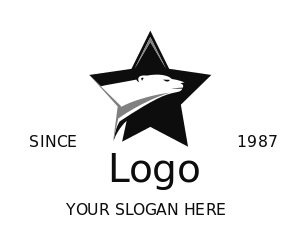 animal logo icon bear inside black star