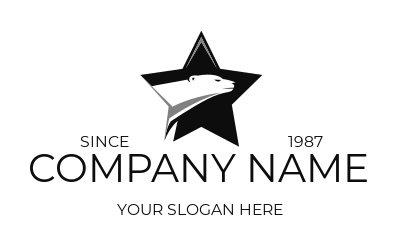 animal logo icon bear inside black star