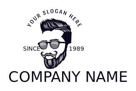 fashion logo stylish man with beard and mustache