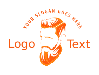 men salon logo maker beard of hipster man