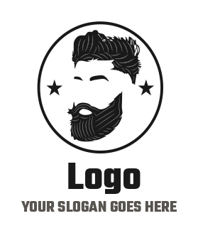 beauty logo beard on stylish hipster