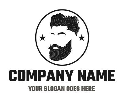 beauty logo beard on stylish hipster