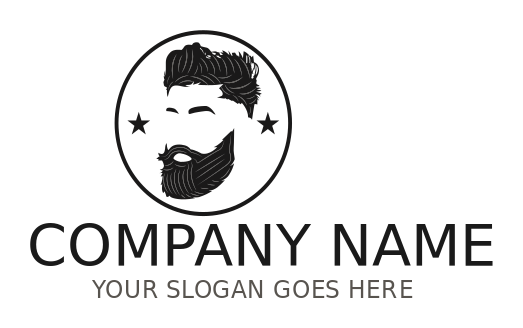 beauty logo beard on stylish hipster