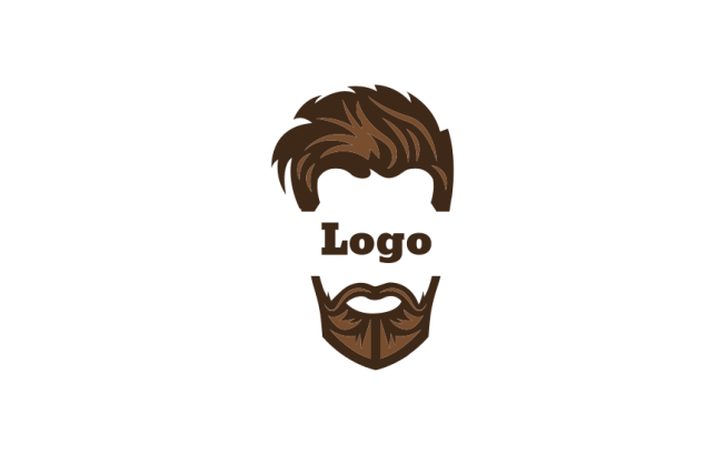 beard with stylish hair on negative space face 