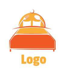 bed and breakfast logo cloche with bed