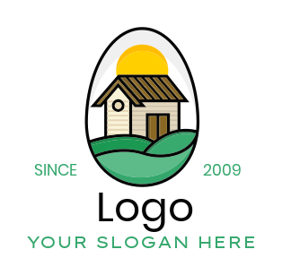 bed and breakfast logo house sun and greenery