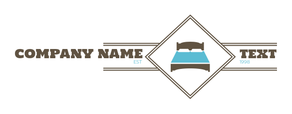 hotel logo template bed in square