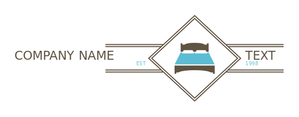 hotel logo template bed in square