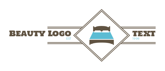 hotel logo template bed in square