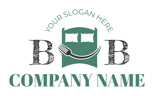 bed and breakfast logo fork on bed with pillows