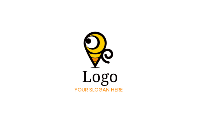 Design a logo of bee eye in location icon