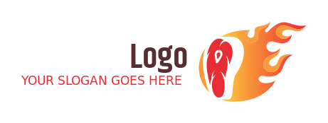 steakhouse logo icon beef in orange flames