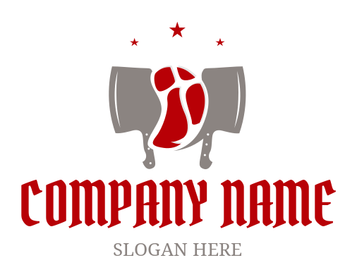 restaurant logo steak butcher knives and stars