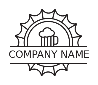 beer pub logo mug in bottle cap forming badge