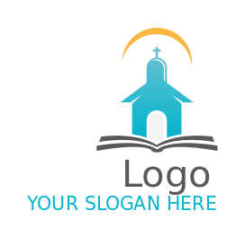 religious logo illustration bible with church - logodesign.net