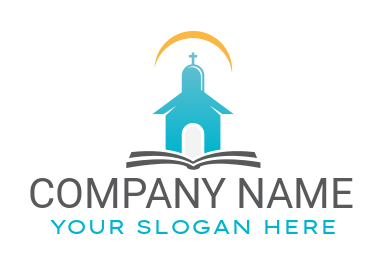 religious logo illustration bible with church - logodesign.net