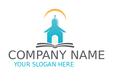 religious logo illustration bible with church - logodesign.net