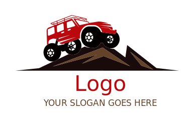 auto logo 4 x 4 truck climbing dirt hills