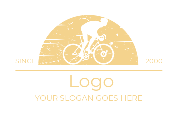 bike shop logo bicycle rider in vintage sun