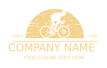 bike shop logo bicycle rider in vintage sun