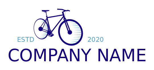 bike shop logo blue with big wheels