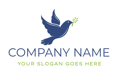 pet logo template bird with leaves in its beak - logodesign.net