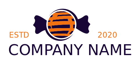 candy store logo black wrapper orange pattern