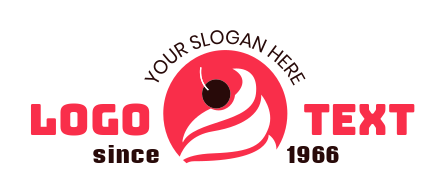 restaurant logo cherry yogurt swirls in circle