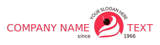 restaurant logo cherry yogurt swirls in circle