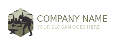 handyman logo blacksmith anvil and skylines