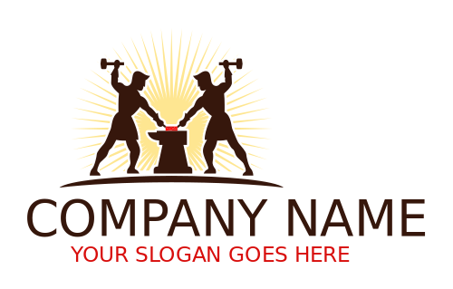 handyman logo blacksmith work on anvil