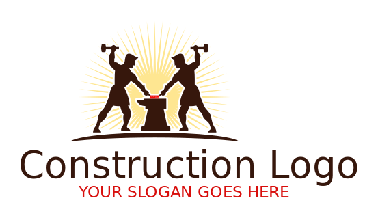 handyman logo blacksmith work on anvil