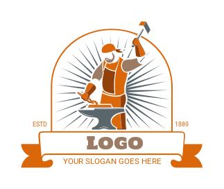 engineering logo blacksmith with hammer anvil