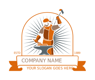 illustrative logo blacksmith with hammer anvil