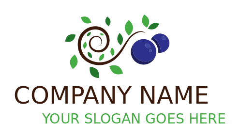 farm logo blueberries on ornament vine
