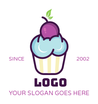 restaurant logo blueberry on cupcake