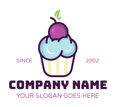 restaurant logo blueberry on cupcake