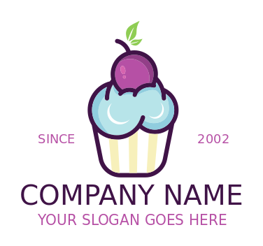 restaurant logo blueberry on cupcake