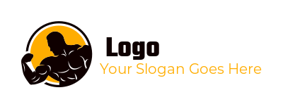 fitness logo bodybuilder silhouette flexing