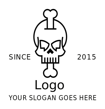 entertainment logo icon line art bone on skull